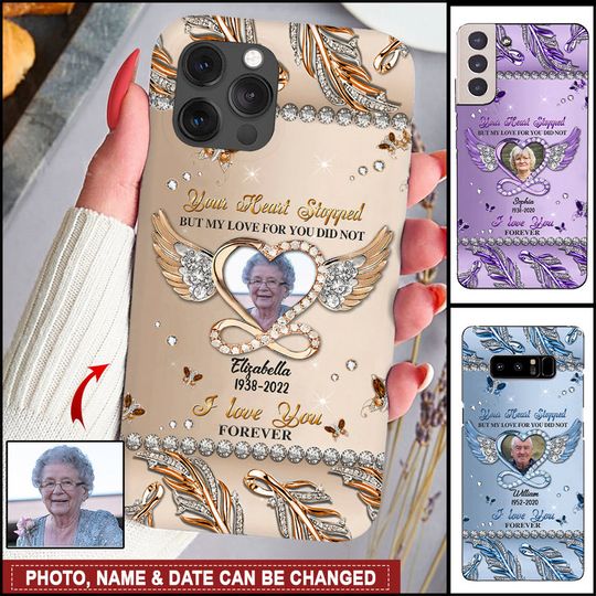 Discover Sparkling Memorial Upload Photo Gift, I Love You Forever Personalized Phone Case