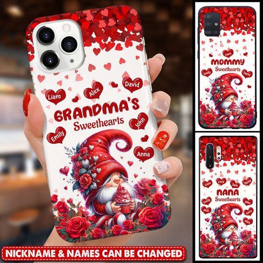 Discover Red Gnome Grandma Mom's Sweethearts Kids Personalized Phone Case
