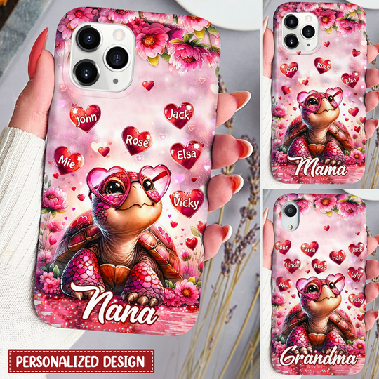 Discover Sweet Sea Turtle Grandma Mom Little Herat Kids Personalized Phone Case