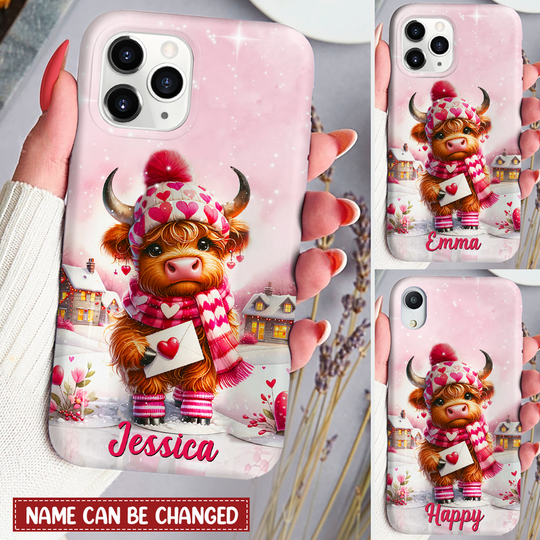 Discover Love Baby Highland Cow Valentine's Day Personalized Phone case