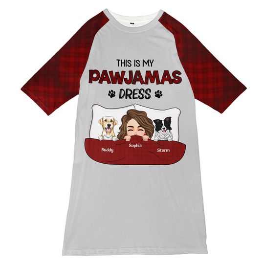 Discover This Is My Pawjamas Dress - Personalized 3/4 Sleeve Dress