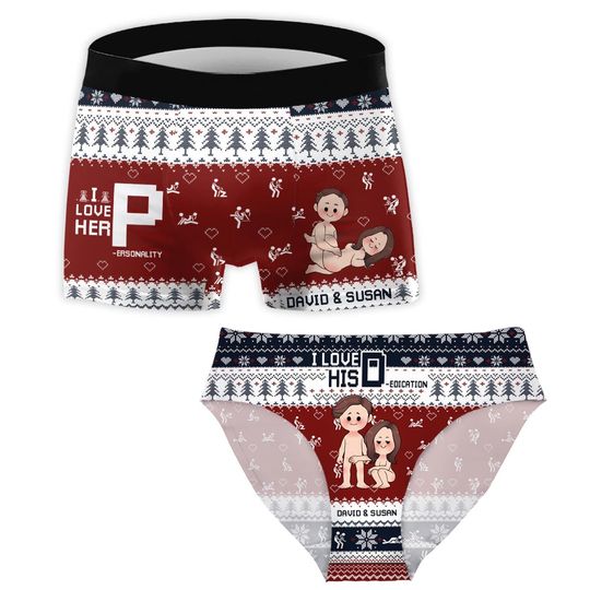 Discover i love her p i love his d - personalized couple women briefs & men boxer briefs