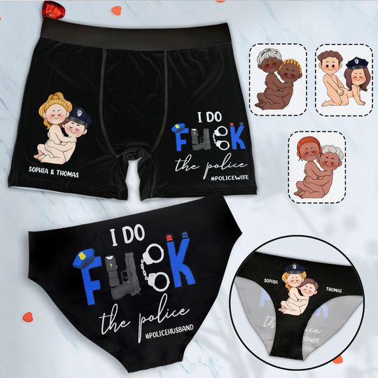 Discover I Do Love The Police - Personalized Adult Content Couple Women Briefs & Men Boxer Briefs