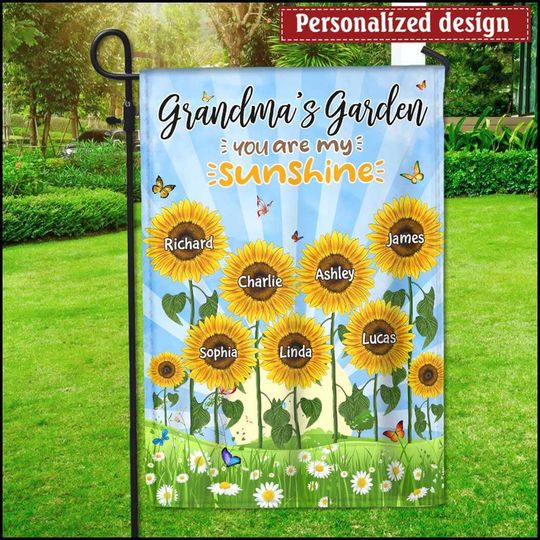 Discover Grandma's garden sunflower custom personalized garden house flag