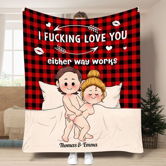Discover I Love Your Butt - Personalized Adult Couple Content Fleece Blanket