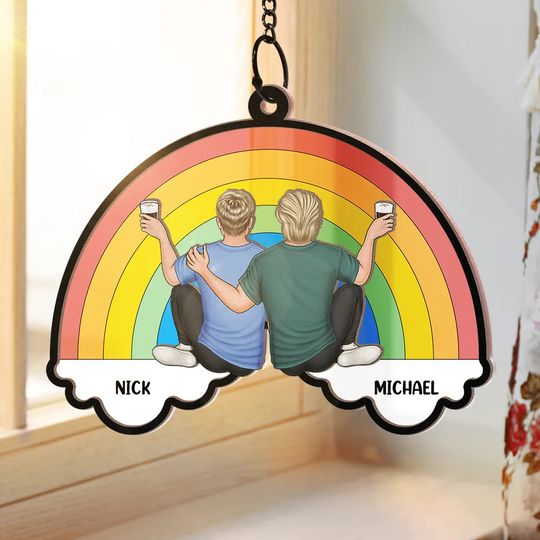 Discover Love Is Love Rainbow - Personalized Window Hanging Suncatcher Ornament
