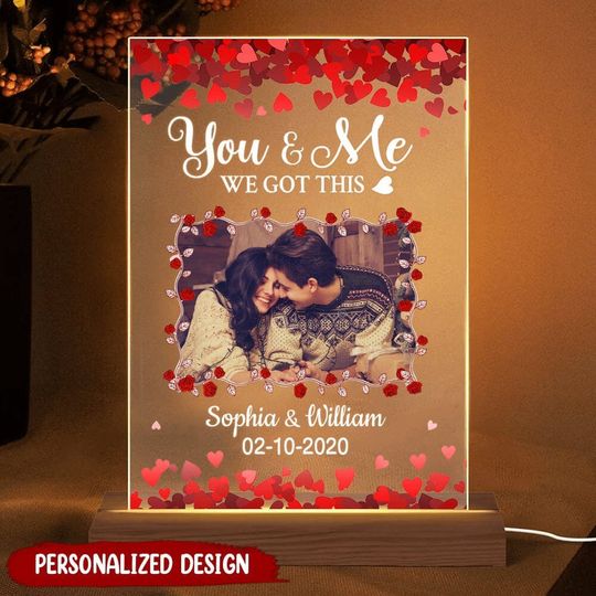 Discover Upload Photo Couple Husband Wife Valentine Best Gift Wedding Married Gift Acrylic Plaque LED Lamp Night Light