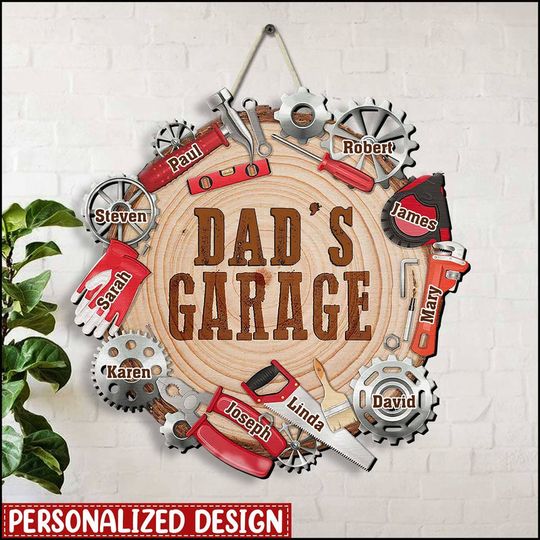 Discover Welcome To Dad's Garage - Gift For Dad, Grandpa - Personalized Cute Metal Sign