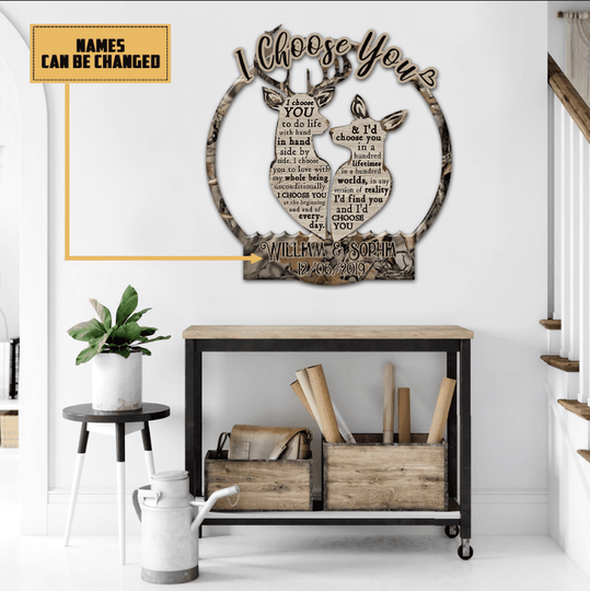 Discover Deer couple Cut Personalized Metal Sign