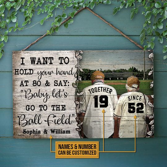 Discover Personalized Baseball Hold Your Hand Customized Wood Rectangle Sign