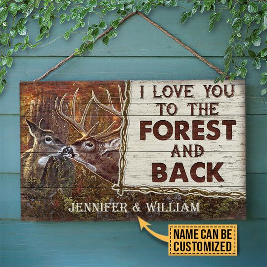 Discover Deer I Love You To The Forest And Back Customized Wood Rectangle Sign