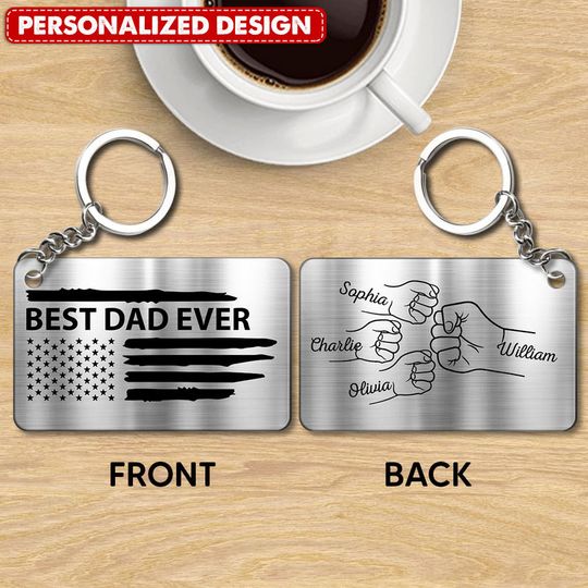 Discover Best Dad Papa Grandpa Ever Fist Bump Father‘s Day Gift Personalized Acrylic Keychain