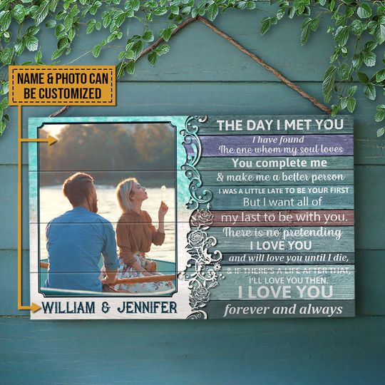 Discover Custom Photo The Day I Met Custom Wood Rectangle Sign, Anniversary, Wall-Pictures