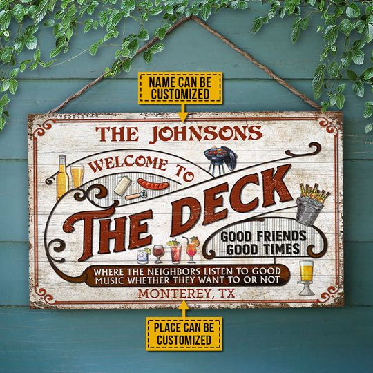 Discover Personalized Deck Grilling Red Listen To The Good Music Custom Wood Rectangle Sign