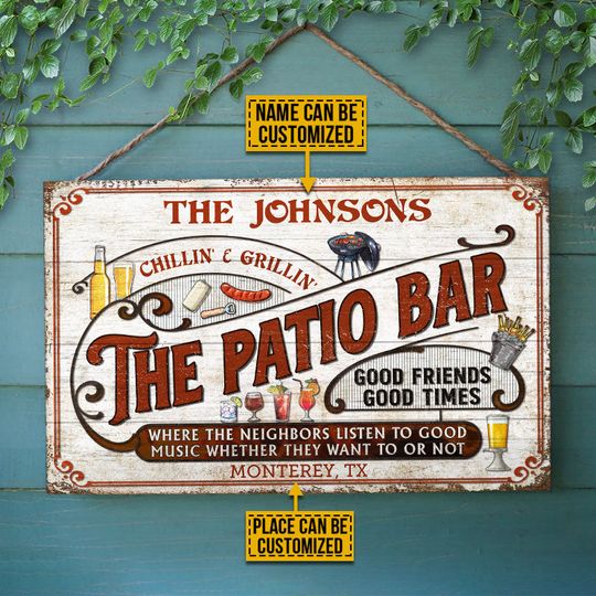 Discover Personalized Patio Grilling Red Listen To The Good Music Chillin Custom Wood Rectangle Sign