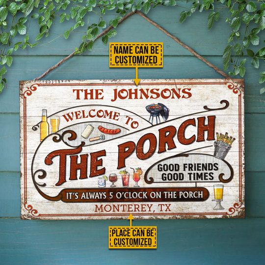 Discover Personalized Porch Grilling Red Always 5 O'Clock Custom Wood Rectangle Sign