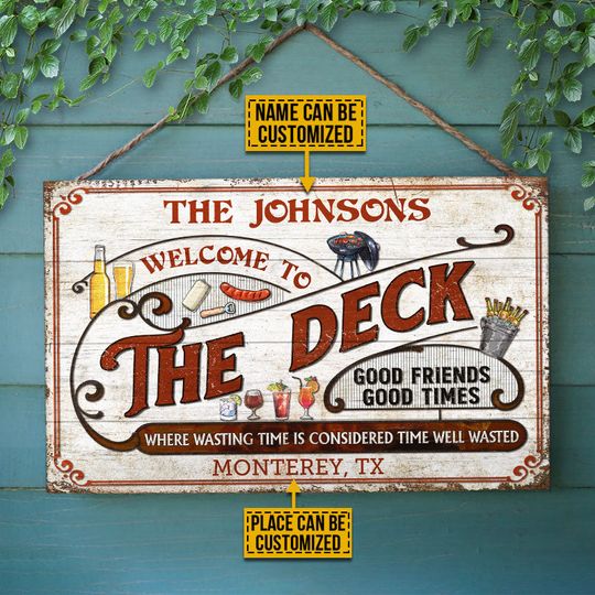 Discover Personalized Deck Grilling Red Where Wasting Time Custom Wood Rectangle Sign