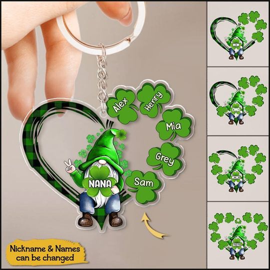 Discover Grandma Mom Kids St Patrick's Day Gift Personalized Acrylic Keychain