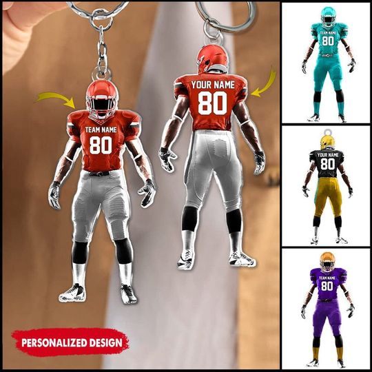 Discover American Football Player Footbal Personalized Keychain