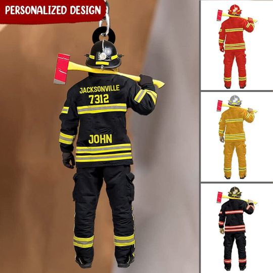Discover Firefighter Department Personalized Keychain