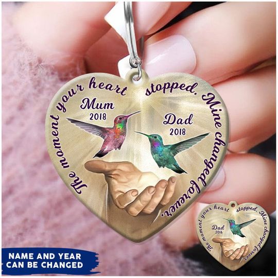 Discover The Moment Your Heart Stopped, Mine Changed Forever Hummingbird Custom Memorial Acrylic Keychain