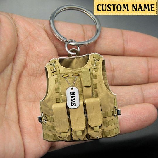 Discover Personalized Veteran Bullet Proof Shirt Gift For Veteran Acrylic Keychain