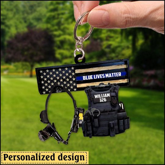 Discover Blue Lives Matter Police Personalized Acrylic Keychain