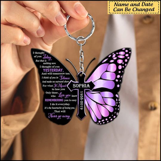 Discover I Thought Of You Today Butterfly Memorial Personalized Acrylic Keychain