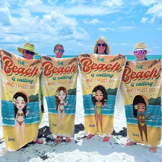 Discover The Beach Is Calling And I Must Go - Personalized Girls Summer Gift Custom Beach Towel