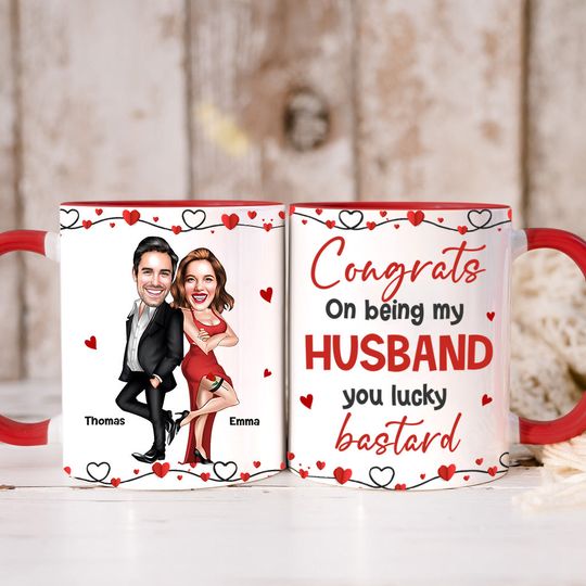 Discover Congrats On Being My Husband - Personalized Couple Accent Mug