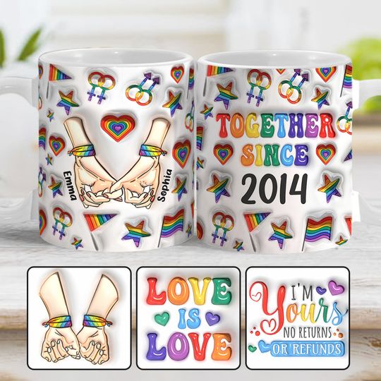 Discover Together Since - Personalized LGBT Support 3D Inflated Effect Mugs