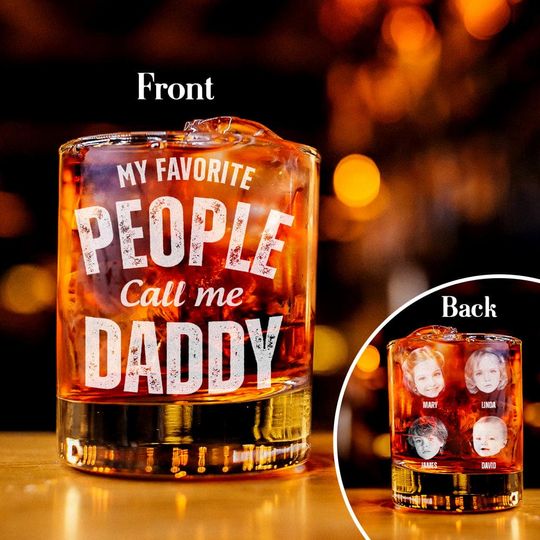 Discover Custom Photo My Favorite People Call Me Papa Father's Day Rock Glass