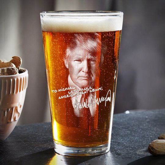 Discover Custom Name President Trump Signature Laser Engraved Pint Beer Glass