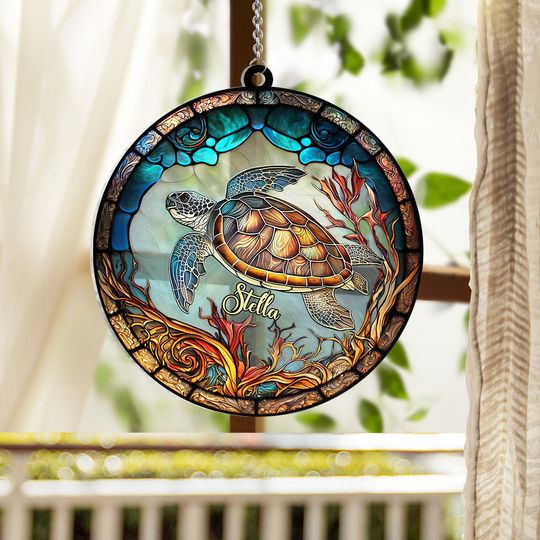 Discover Love Turtles - Personalized Turtle Window Hanging Suncatcher Ornament