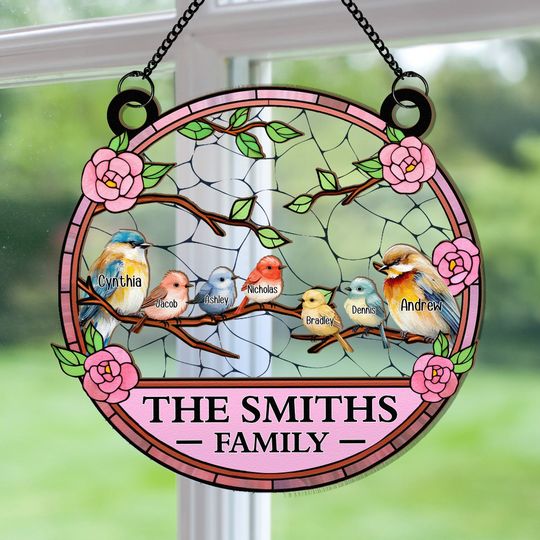 Discover Family Bird - Personalized Window Hanging Suncatcher Ornament