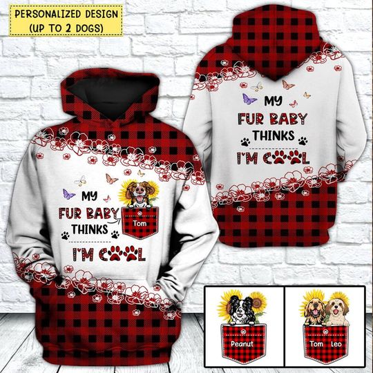 Discover Fur Mama Funny My Fur Babies Think I'm Cool Custom Breed Dog Mom Sunflower Personalized 3D Hoodie