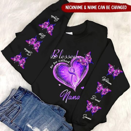 Discover Blessed to be called Grandma Infinity Heart Butterfly Personalized 3D Sweater