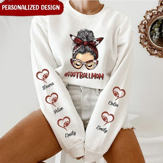 Discover Messy bun football mom personalized 3d sweater