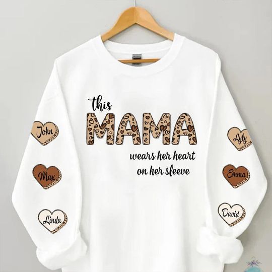 Discover This mama wears her heart on her sleeve personalized 3D Sweater