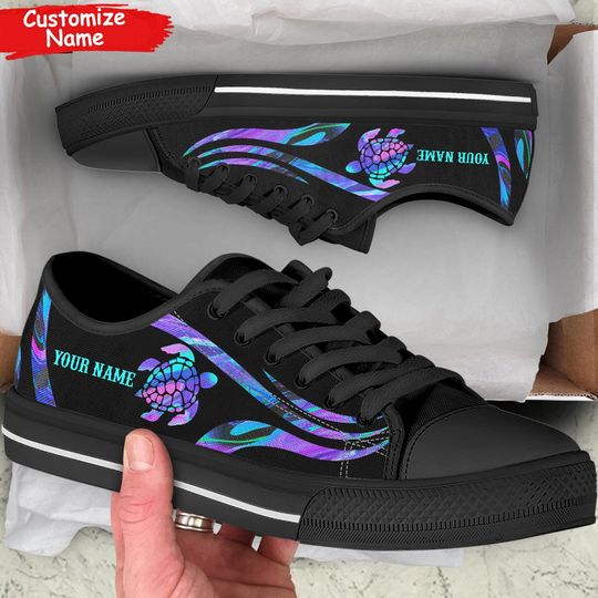 Discover Sea Turtle Hologram Pattern Personalized Low Top Sneakers