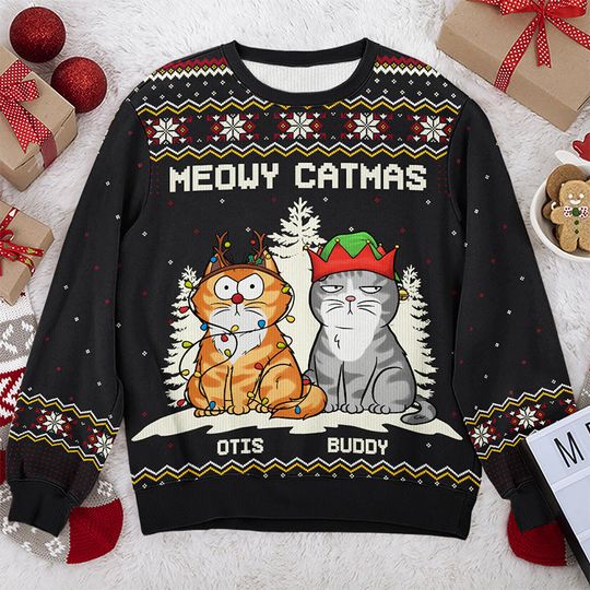 Discover Jingle Purrs All The Way - Cat Personalized Sweatshirt - Gift For Pet Owners, Pet Lovers