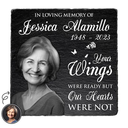 Discover Custom Photo In Loving Memory - Memorial Gift For Family - Personalized Rectangle Memorial Garden Stone