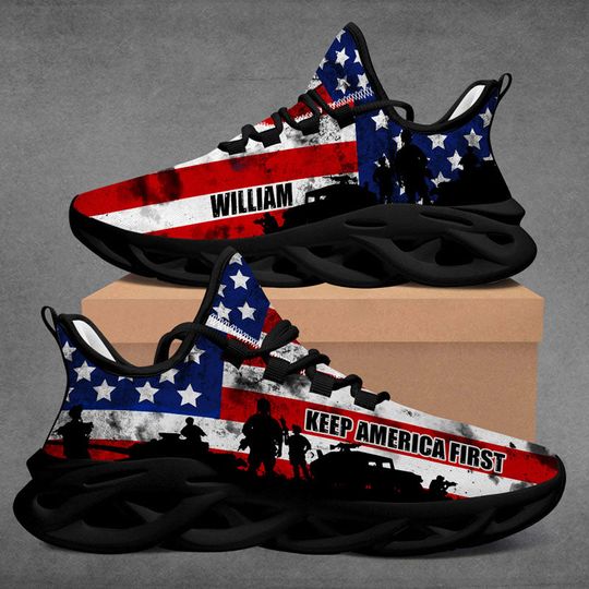 Discover US Flag Military Trump MaxSoul Shoes, Personalized Sneakers, Gift For Trump Fans, Election 2024
