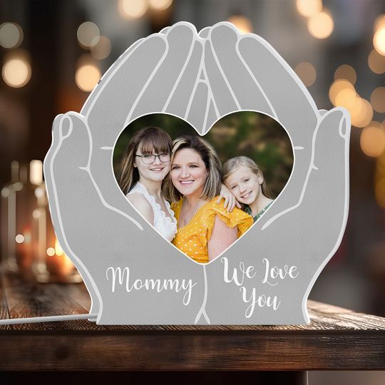 Discover Mom We Love You Hand Holding Heart - Personalized Mother Shaped Light Box