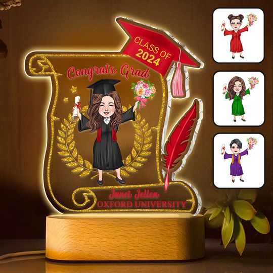 Discover Congratulation Grad - Personalized Graduation Shaped Plaque Light Base