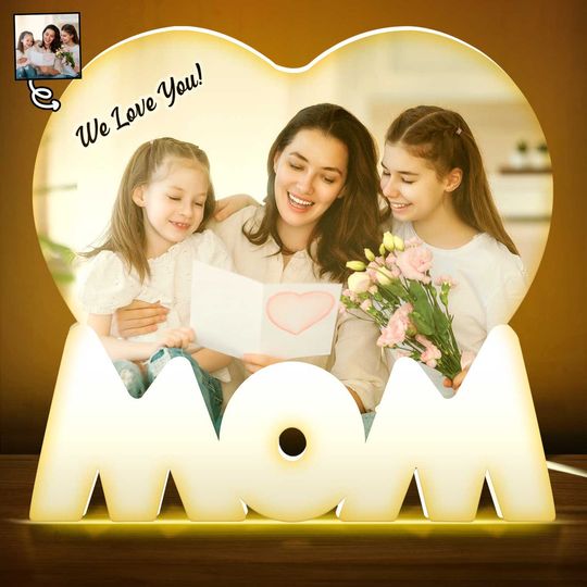 Discover Custom Photo Mom Daughter Son - Loving Gift For Mother - Shaped Photo Light Box