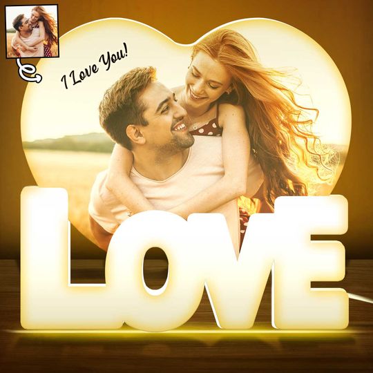 Discover Custom Photo Love Heart - Birthday Gift For Couples Personalized Shaped Photo Light Box