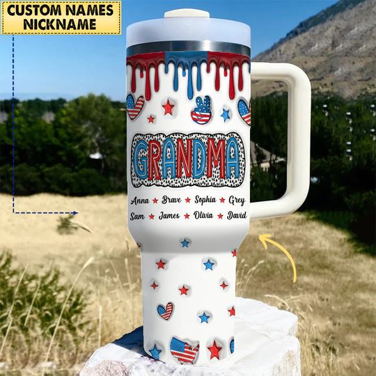 Discover 4th Of July Grandma Mom Personalized 40oz Tumbler With Straw