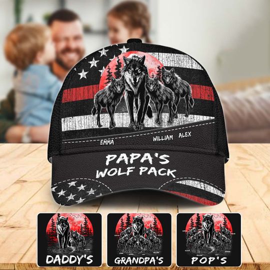 Discover Wolf Pack - Personalized Grandpa 3D Classic Cap