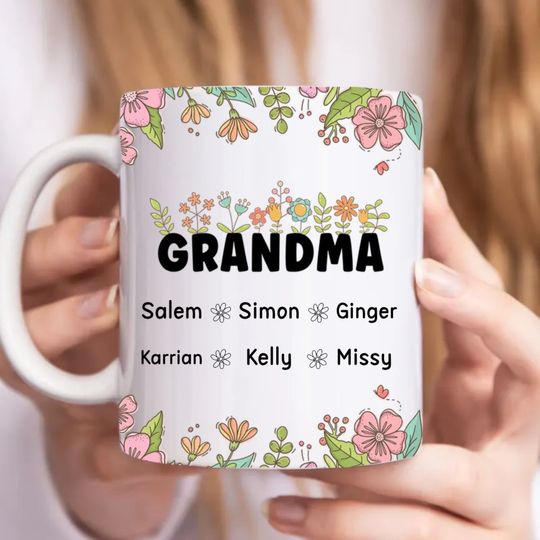 Discover Family - Grandma Floral - Personalized Mug
